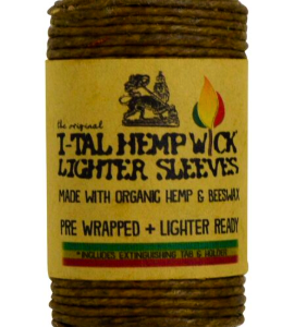 2) Two pack of - I-Tal Organic Beeswax Hemp Wick Lighter Sleeve